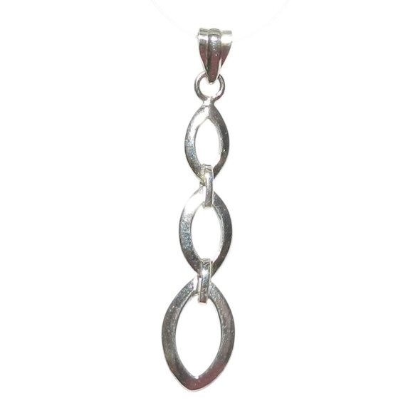New Sterling Silver 3 Marquise Graduated Open Link 35mm Dangle Pendant 1pc P1615 - Picture 1 of 1
